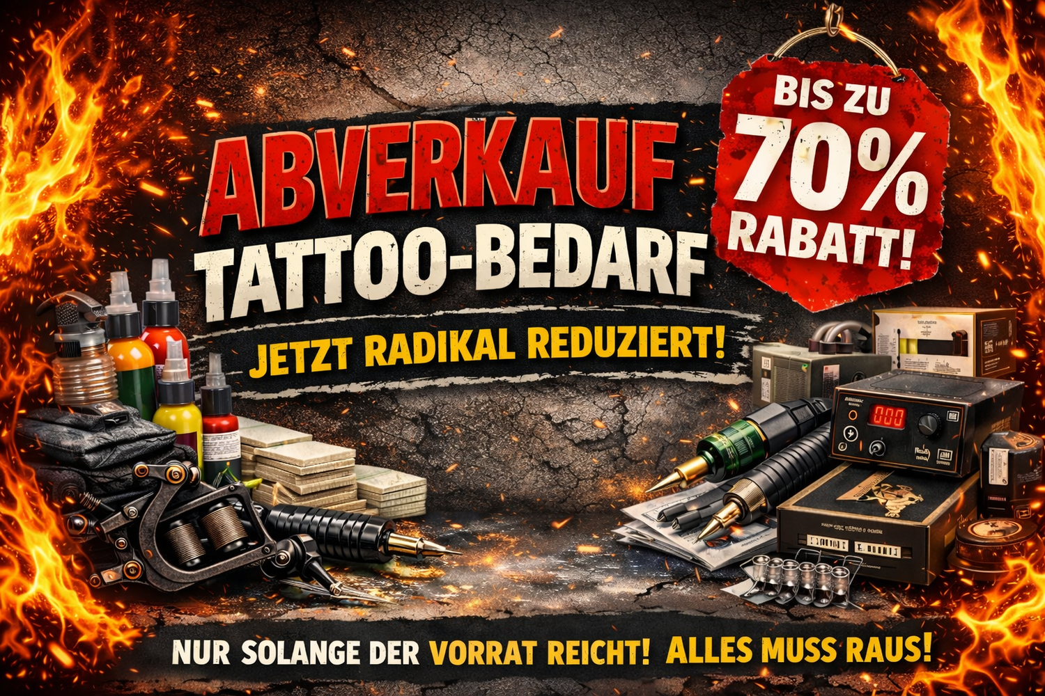 Tattoo-Bedarfsabverkauf mit großem Rabatt