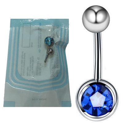 Steriler Bauchnabelstecker mit Aquamarine 