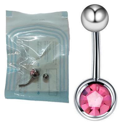 Steriler Bauchnabelstecker mit Light Rose Stein