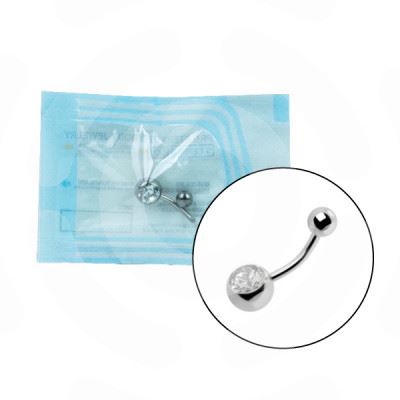 Steriler Bauchnabelstecker mit Crystal Stein aus Titan
